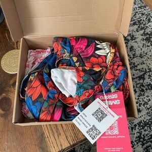 StrapSmiley Blossomed Flower Corduroy Overall